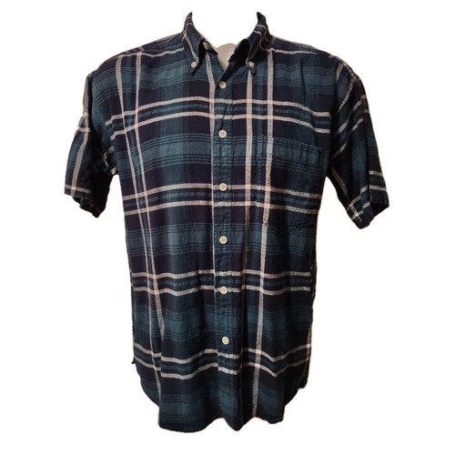 Basic Equipment Shirt Mens Size Large Plaid Button Up Collar Pocket Short Sleeve