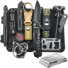 Veitorld Survival Kit 12-in-1 Outdoor Tactical Gear Set Emergency Tools Camping