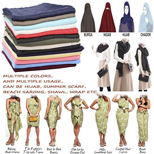 Women Summer Scarfs Large Long Lightweight Linen Beach Gauze Shawl Wrap 75”×43” - Picture 4 of 25