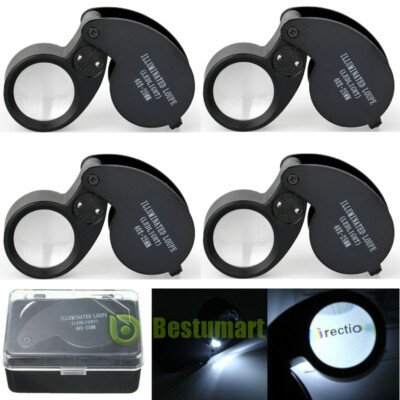 NEW 40X 25mm Coin Jewelry Eye Loupe Magnifier LED Light Jewelers Diamond Loop W2