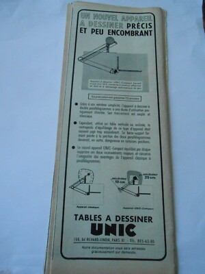Publicité Advertising 1965 UNIC tables à dessiner et peu encombrant Old ...