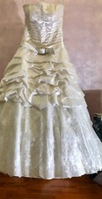 Vintage Lace and Satin Wedding Dress by Magnani Bridal Couture - Size 44 IT 