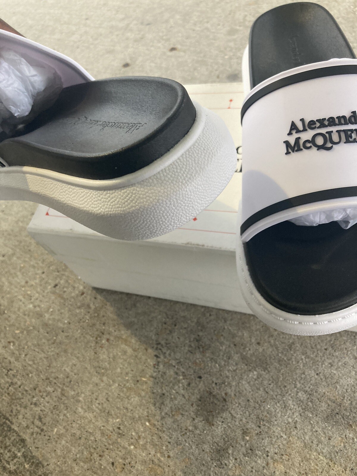 Alexander McQueen Logo Wedge Pool Slides Navy Blue Men’s EU 41/US 8 $280 $290 Women main image 3