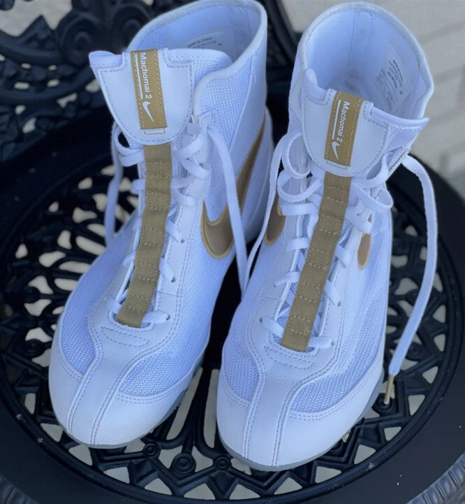 Scarpe da boxe Nike Machomai 2 stivali da boxe anello allenamento oro bianco M 5