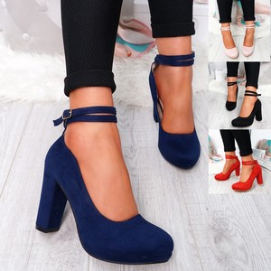 closed toe ankle strap block heels