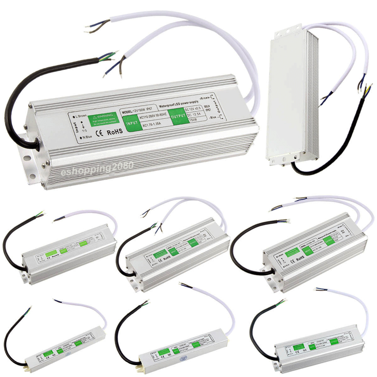 Outdoor Waterproof Transformer Power Supply Adapter LED Light Driver AC-DC 12V