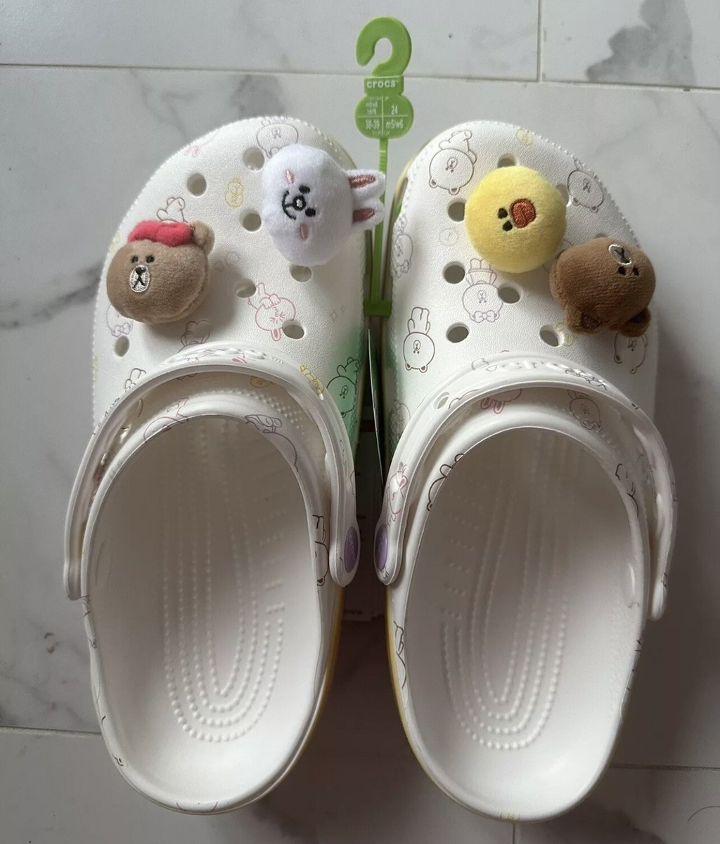 Crocs x Line Friends Classic Clog White Purple Sandal 209480-100 Women’s  Size