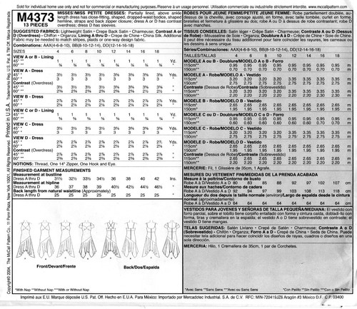 Sommerkleid Abend Eleganz Größe Auswahl 4-18 Muster McCall's 4373 OOP von 2004 - Bild 2 von 3