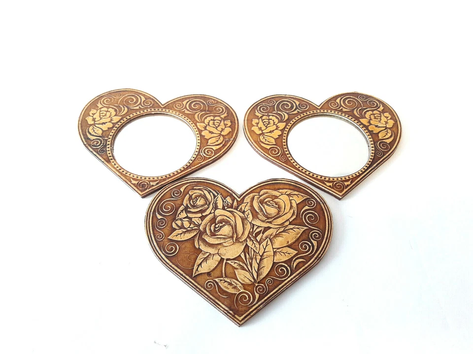 Holz Birkenrinde Reise Taschen Spiegel Schmink Spiegel Organikprodukt Handmade - Bild 2 von 4