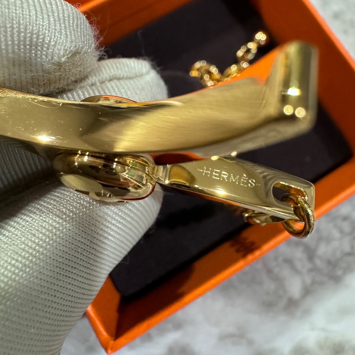 NEW Collectible HERMES Filou Glove Clip Bag Charm Gold