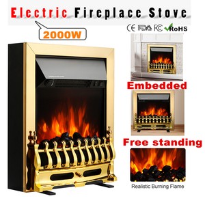 2kw Embedded Freestanding Electric Fireplace Heater 3d Burning Led