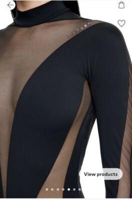 NEW Mugler x H&M Mesh-Paneled Bodysuit Black US L | eBay