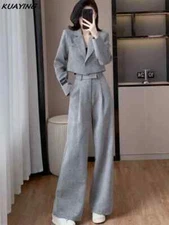 Pants Suit Short Jacket Coat Leg Pants Business Formal Womens 2 Pieces Set