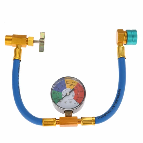 1Pack R1234yf 1/2" ACME LH Tubo di Ricarica Refrigerante Autosigillante con Manometro - Foto 4 di 13