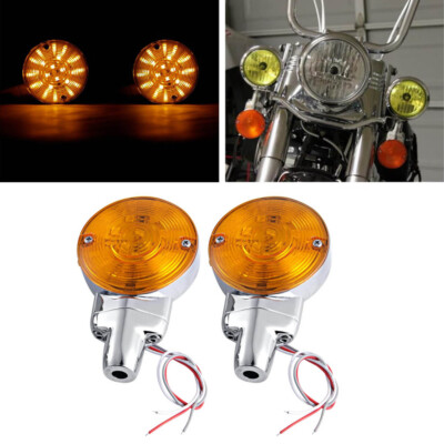 Amber LED Front Flat Turn Signal Light For Harley Touring Electra Tour Glides