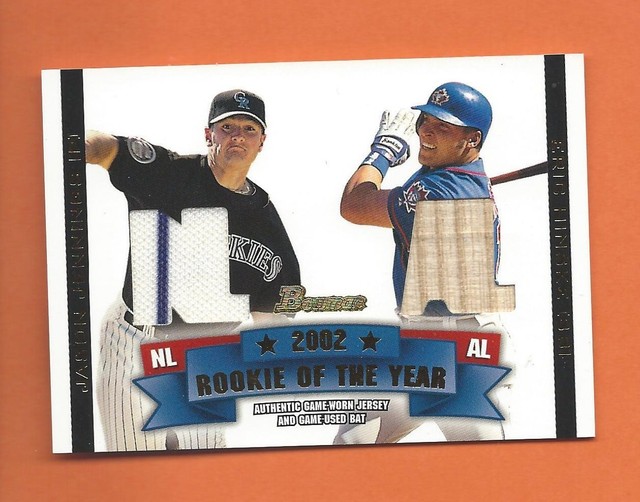 2003 Bowman Roy Jason Jennings Eric Hinske gebrauchtes Trikotschläger im Spiel #NNO