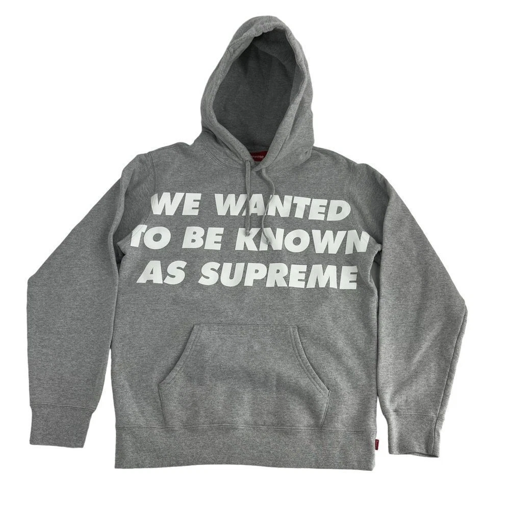 Sweat à capuche Supreme homme gris moyen blanc connu sous le nom de streetwear Hypebeast