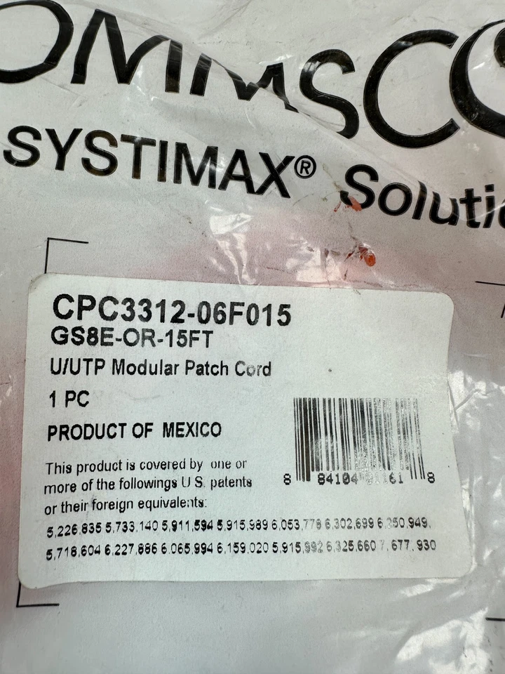 COMMSCOPE SYSTIMAX SOLUTIONS GS8E-OR-15FT    CPC3312-06F015    NEW  Fast Ship - Image 2 of 4