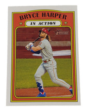 2021 Topps Heritage Baseball In Action Bryce Harper #14 Philadelphia Phillies