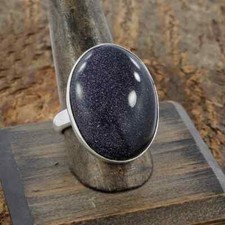 Blue Sunstone Ring-925 Sterling Silver-Promise Ring-Statement Ring-Gift for her