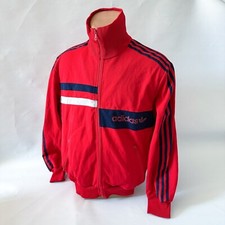 Adidas Trainingsjacke Vintage 80er 90er Rot Blau Weiß Gr. S Zipper Retro