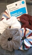 8 4 Packs Hair Scrunchie Microfiber Towel Twisters Wite/Multi/Gray/Brown 32