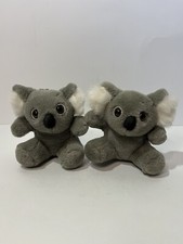 Vintage Lot of 2 Koala Plush Stuffed Animal Grey Hard Eyes