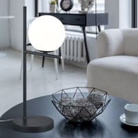 Tischlampe Tischleuchte Nachttischleuchte Metall Schwarz Glaskugel Weiß H 52Cm