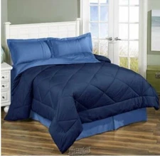 All-Seasons Reversible Comforter Set Navy Full King + 2 Shams