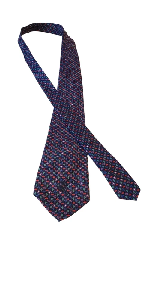 Corbata de cuello Countess Mara para hombre diseñador de lujo multicolor seda geométrica hecha en EE. UU. Foto 3 de 4