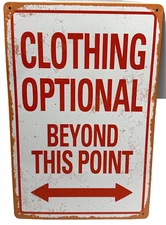 CLOTHING OPTIONAL Nude Beach Pool Hot Tub Nudist Colony Bedroom Sign Decor NEW