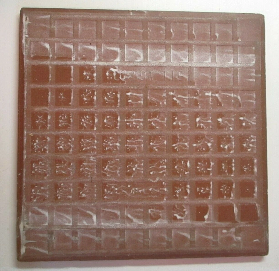 Azulejo de 1 piso Florida FT EE. UU. AÑOS 70 8" porcelana en relieve beige satinado vintage Foto 2 de 4