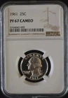 1961 Proof 67 CAMEO Washington Quarter - FREE SHIPPING