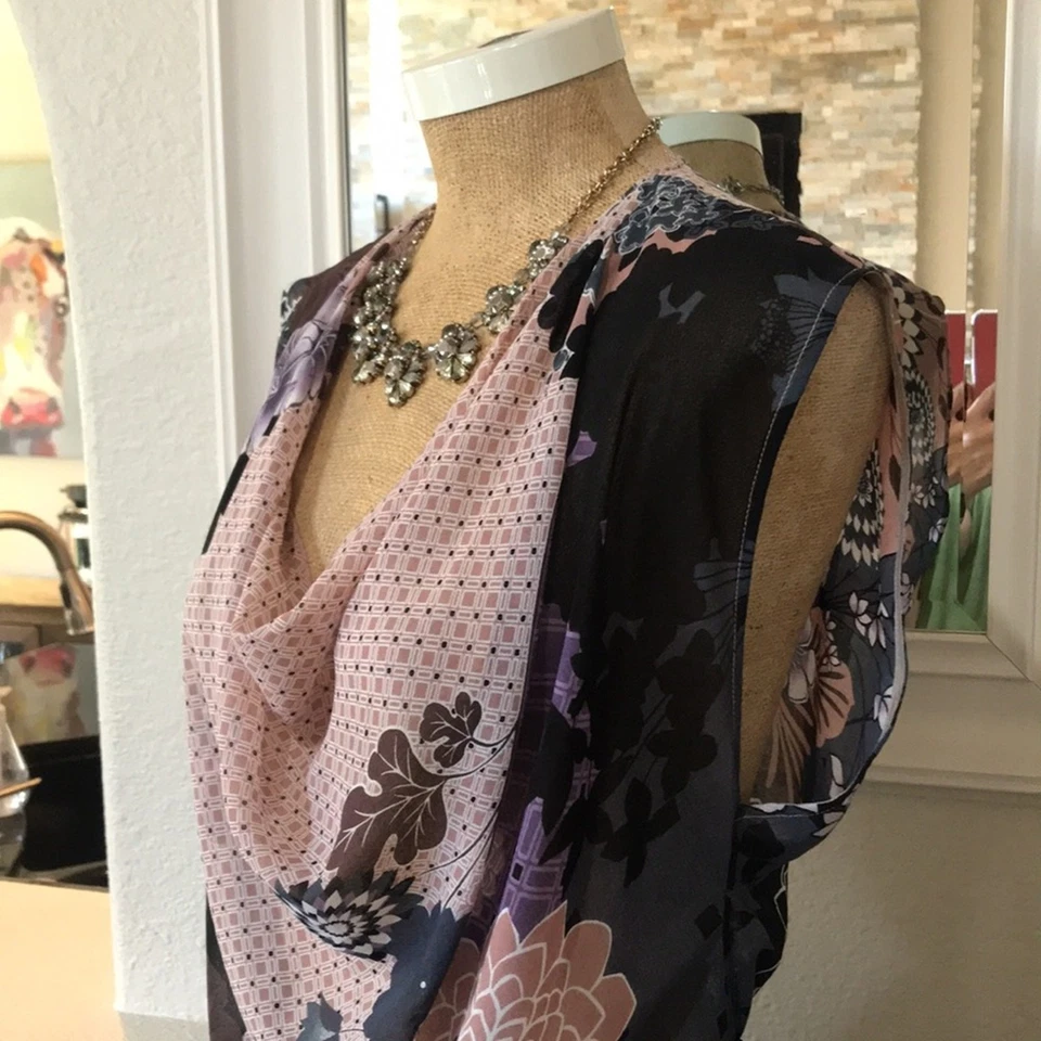 Camisa Top Patrizia Pepe Firenze Natación Encubrimiento Gasa Lujo Exclusiva Talla 40 Foto 4 de 4