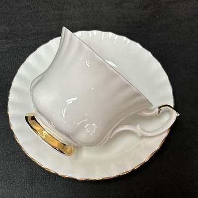 Royal Albert Bone China Teacup - Val D'or - White with Gold Trim