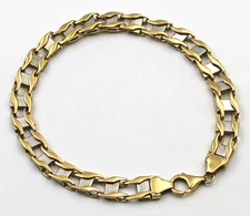 14K Men's Stacking Bracelet RCI 2-Tone Yellow & White Gold Unisex 8.5” 15.5g