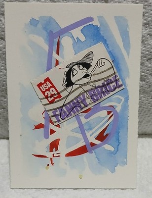 Postal Whimsy OOAK Watercolor ACEO Fanny Brice 29¢ Stamp by Virginia