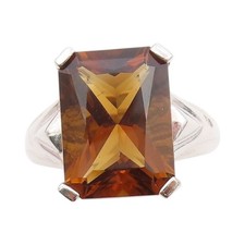 925 Sterling Silver Vintage Ring Smoky Quartz Solid Statement Band Sz 8 RG33497