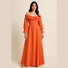 SHEIN Vibrant Orange 3/4 Sleeve Dress, Size 1XL