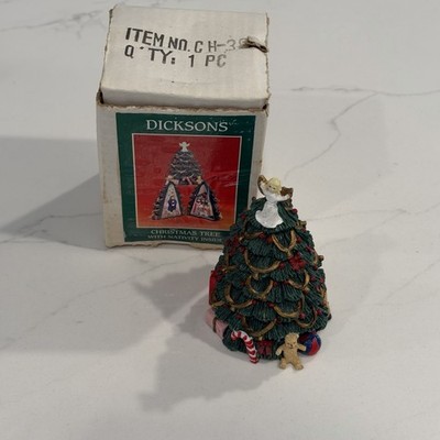 VTG Boxed Dicksons Christmas Tree With Nativity Inside Opens Angel Topper Resin