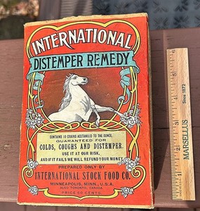 International Distemper Remedy Box Veterinary Horse Medicine Panacea Advertising