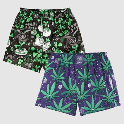 Lousy Livin 2Pack Boxershorts OuterSpace & Weedy Unterwäsche Bio-Baumwolle Neu
