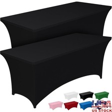 Fitted Spandex Tablecloths 6ft Rectangular Tables Wedding Party Durable Covers