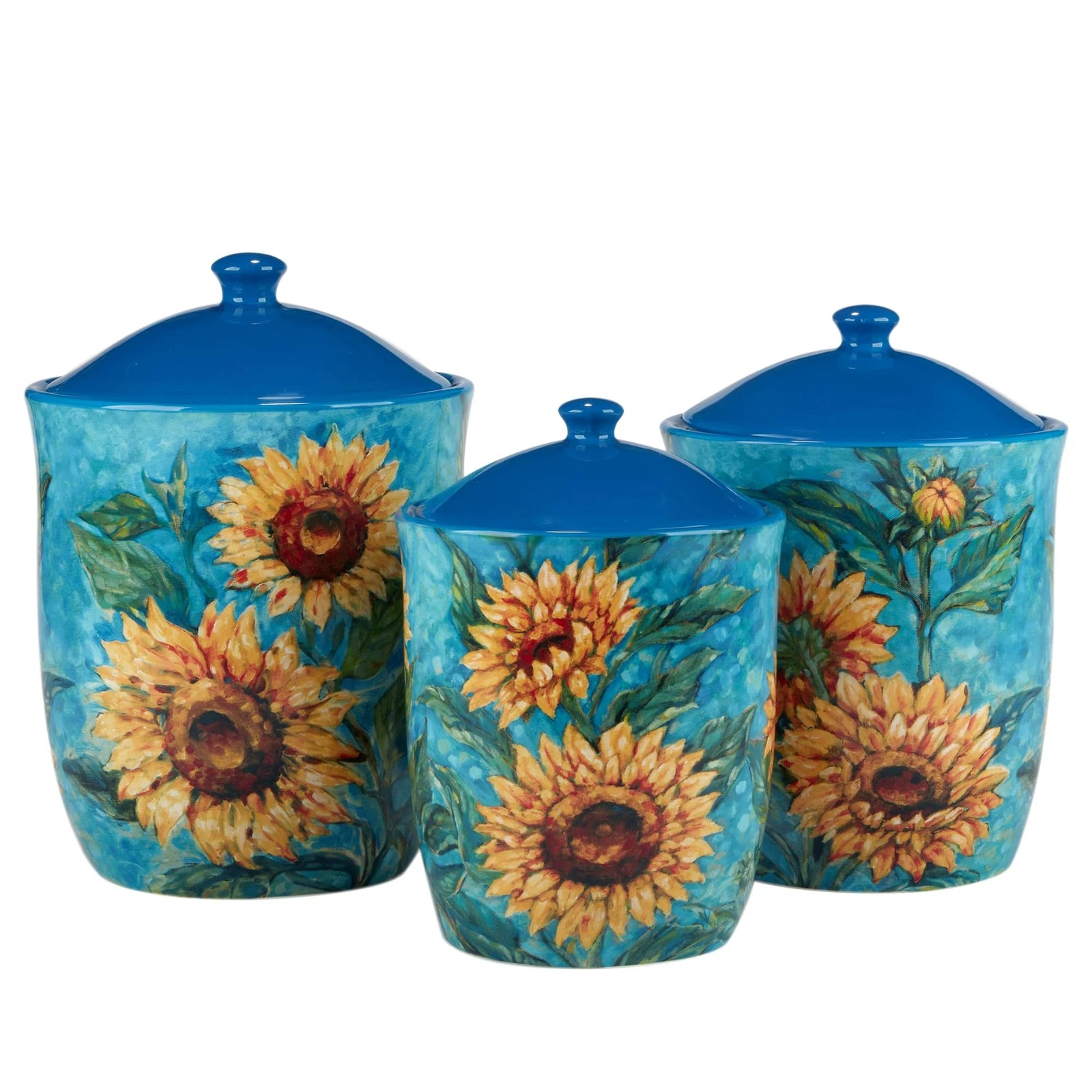 Certified International Golden Sunflowers Set of 3 Canisters: 54 oz., 64 oz.,92