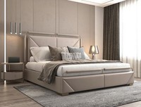 Modernes Beiges Doppelbett Designer Kopfgestell Schlafzimmer Bett