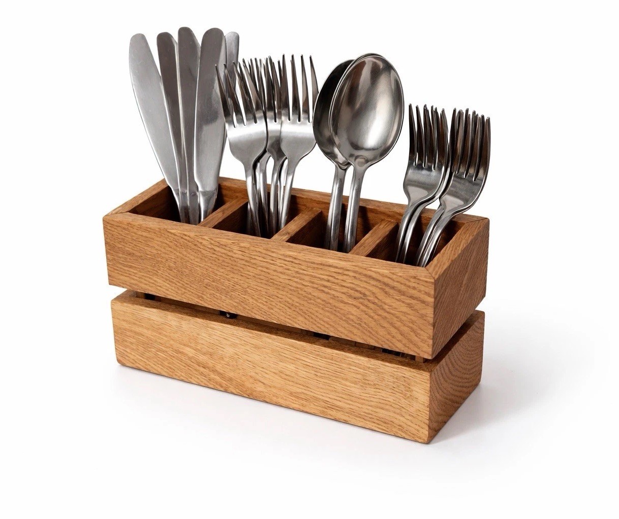 Besteckhalter Eiche massiv Holz | Besteckkorb Küchenutensilienhalter Organizer