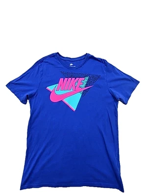 T-shirt à manches courtes en coton athlétique Nike M pour hommes en bleu - Photo 1/4