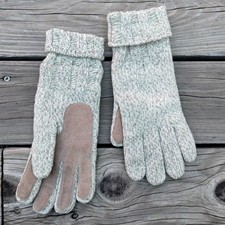 One Size VTG Wool Suede Blend Beige Fleece Lined Gloves RN 17541