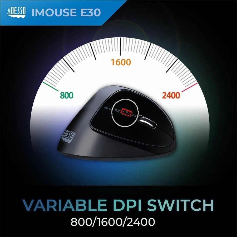 Adesso 2.4GHz Wireless Ergonomic Vertical Right-Handed Mouse (imousee30) - Image 4 of 4