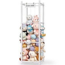 Stuffed Animal Storage  Organizer, Wooden Cute Zoo Toy Holder for Toddler Ro...
